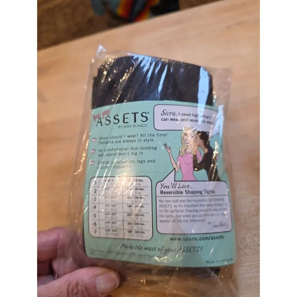 SPANX Love your Assets Reversible Diamond Shaping Tights Black Size 5 NWT